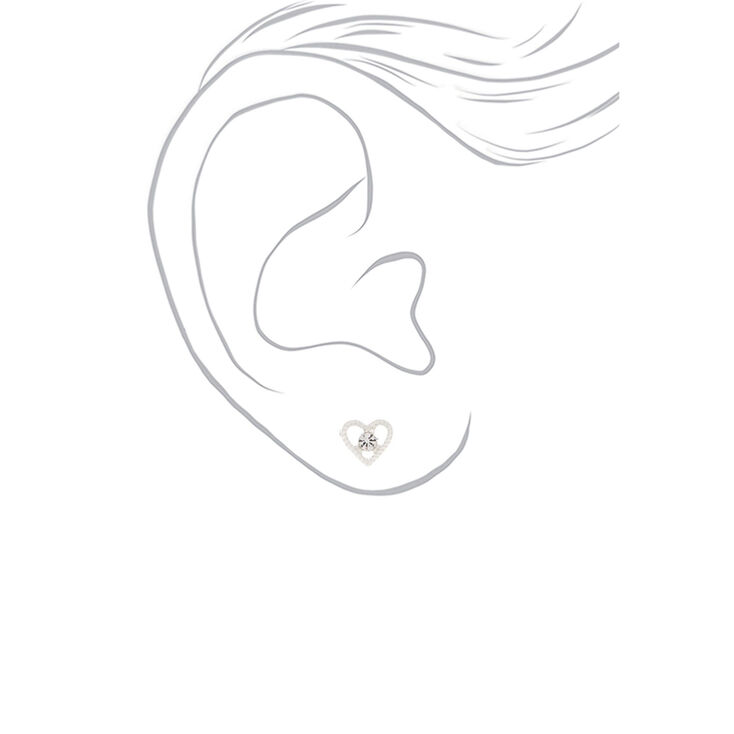 Silver-tone Embellished Spring Mix Stud Earrings - 9 Pack,