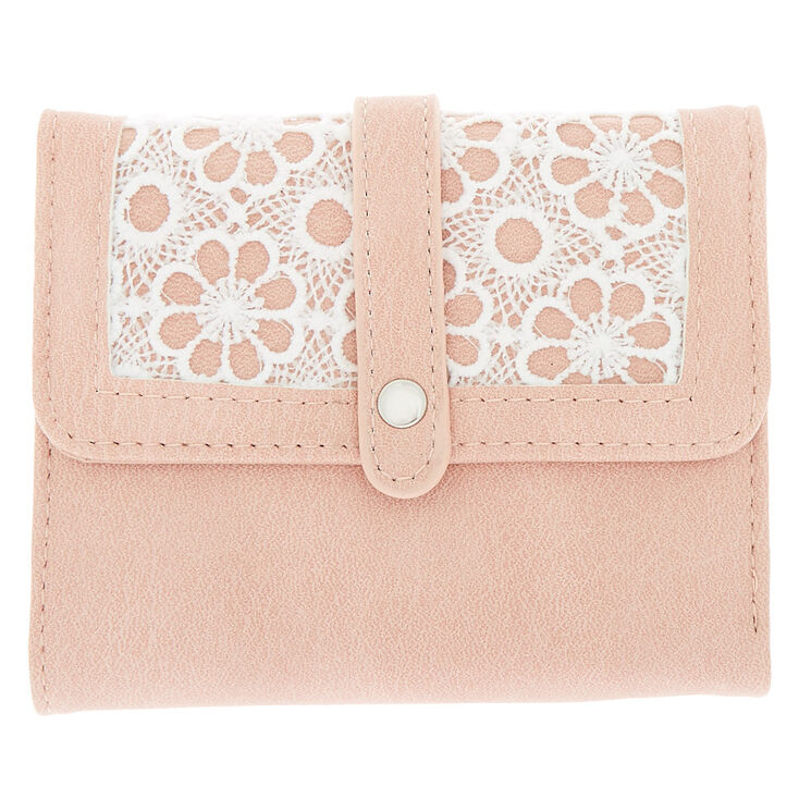 Claire's Porte-monnaie rose dépliant au design crochet