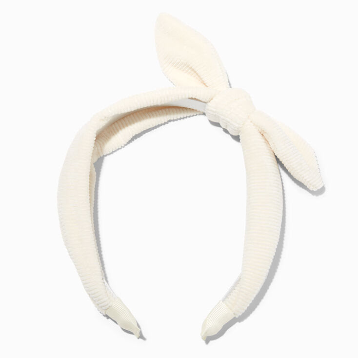Claire&#39;s Club Ivory Corduroy Bow Headband,