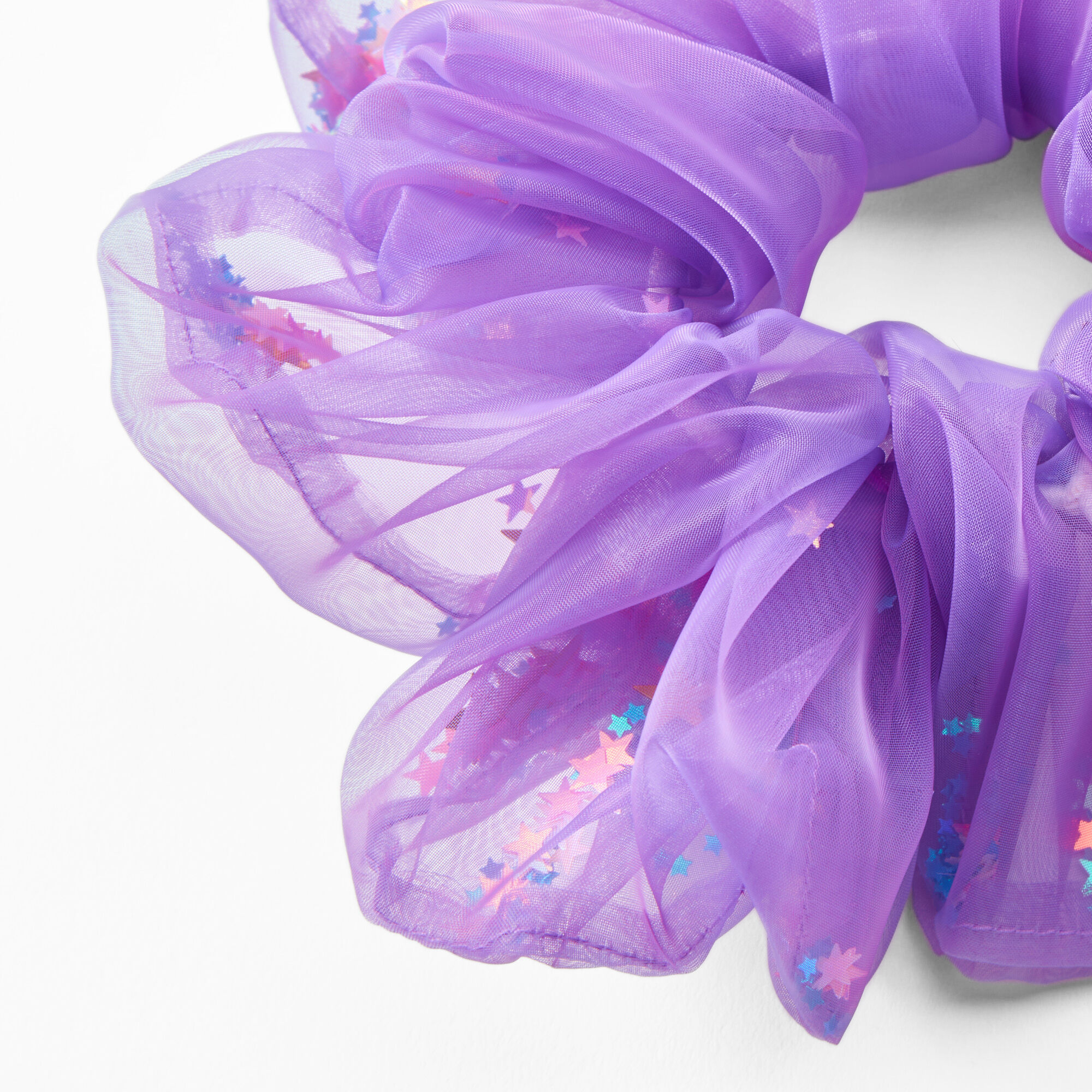 Giant Sheer Mesh Sequin Hair Scrunchie - Lavender,