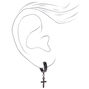 Black Cross 15mm Huggie Hoop Earrings,
