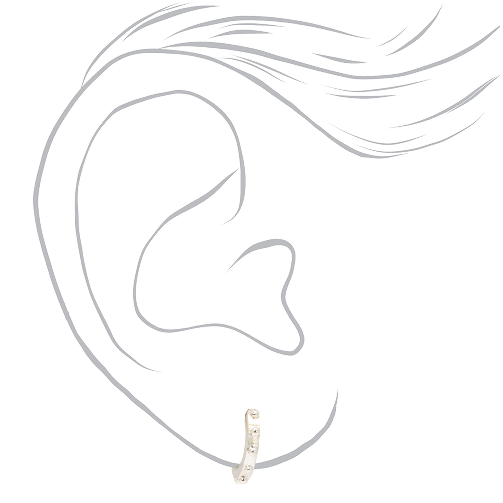 Silver 10MM Studded Huggie Hoop Earrings,