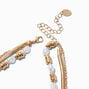 Gold-tone Pearl Textured Pendant Multi-Strand Necklace ,