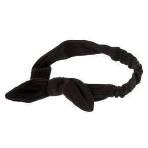 Ribbed Knot Bow Headwrap - Black,