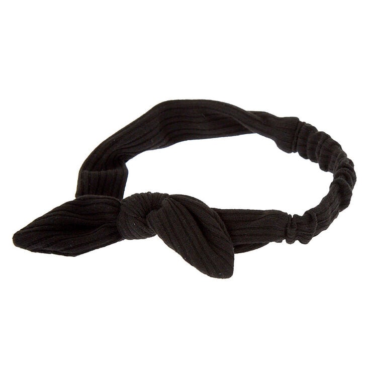 Ribbed Knot Bow Headwrap - Black | Claire's US
