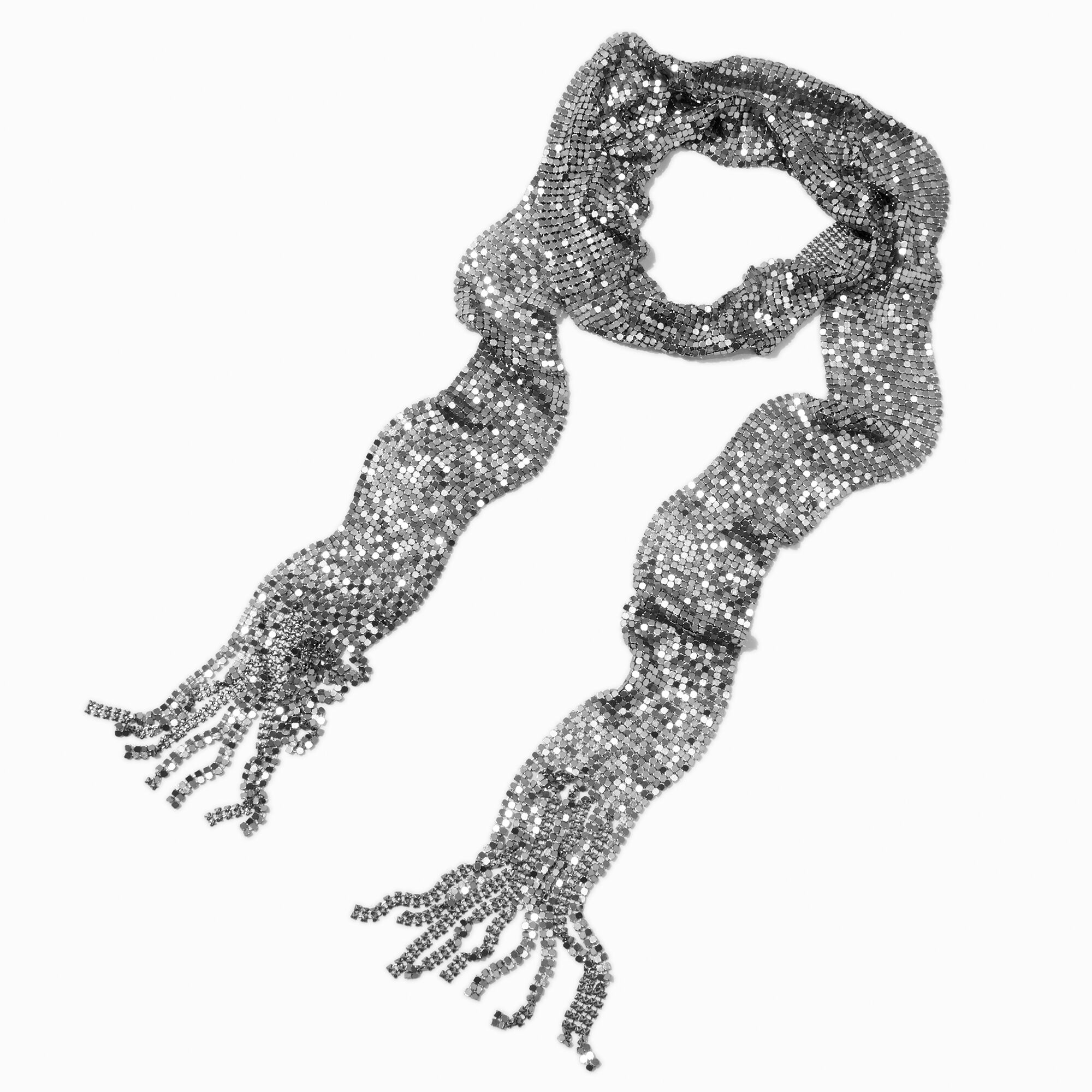 View Claires ChainmailStyle Metal Mesh Scarf Silver information