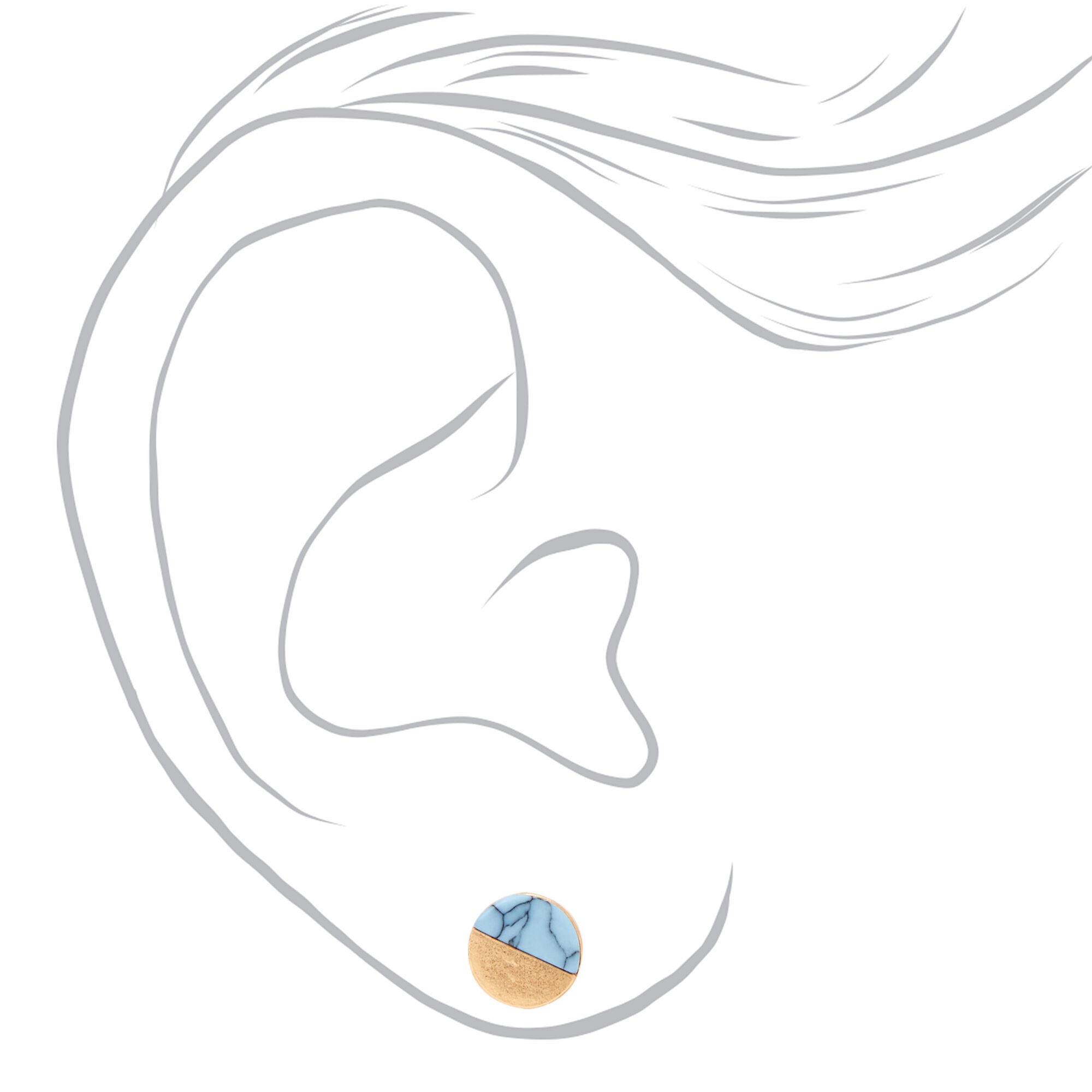 Mixed Metal Blue & Pink Geometric Marble Stud Earrings - 9 Pack,