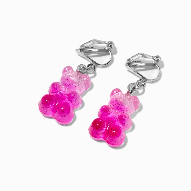 Pink Ombr&eacute; Glitter Gummy Bears&reg; 0.75&quot; Clip-On Drop Earrings,
