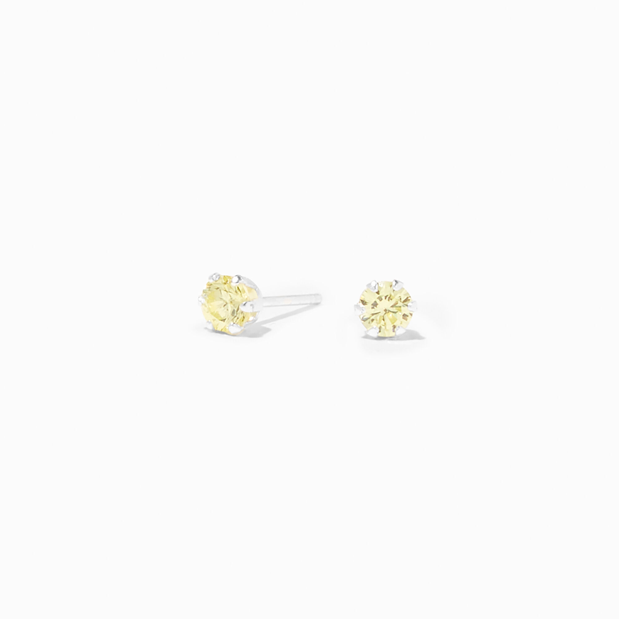 View Claires Sterling Silver Apple Cubic Zirconia Stud Earrings 4MM Green information
