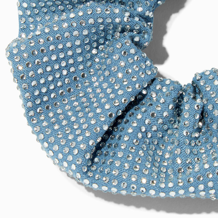 Blue Embellished Silver Sparkle Hair Scrunchie,