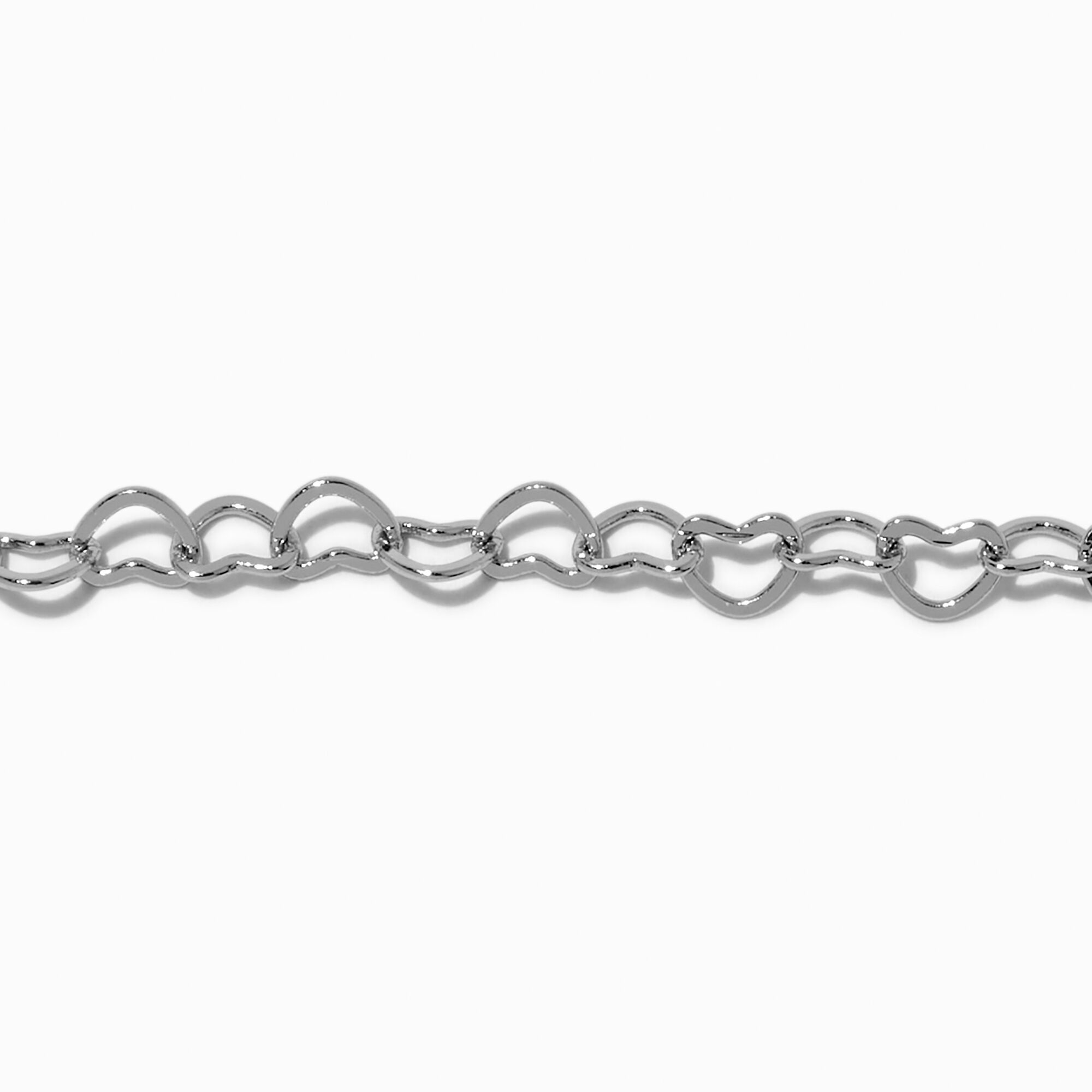 Silver-tone Heart Link Chain Bracelet,