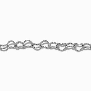 Silver-tone Heart Link Chain Bracelet,