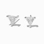 Silver-tone Cubic Zirconia 5mm Trillion Stud Earrings,