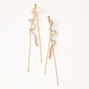 Gold 3.5&quot; Embellished Snake Chain Drop Earrings,