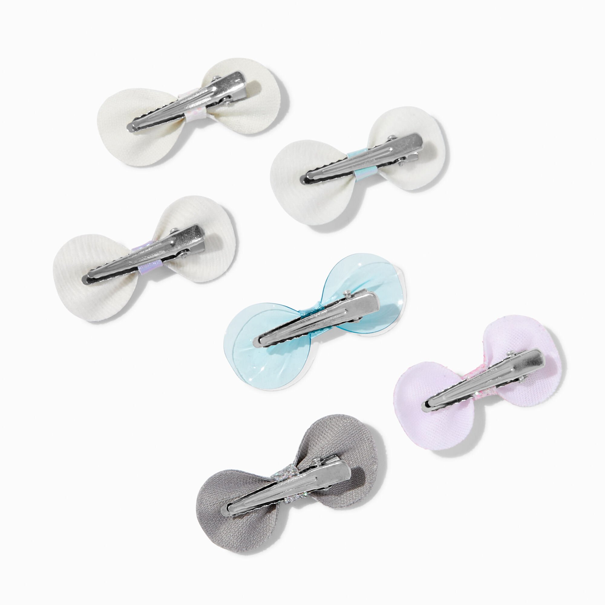 Claire's Club Pastel Textured Hair Bow Clips - 6 Pack,