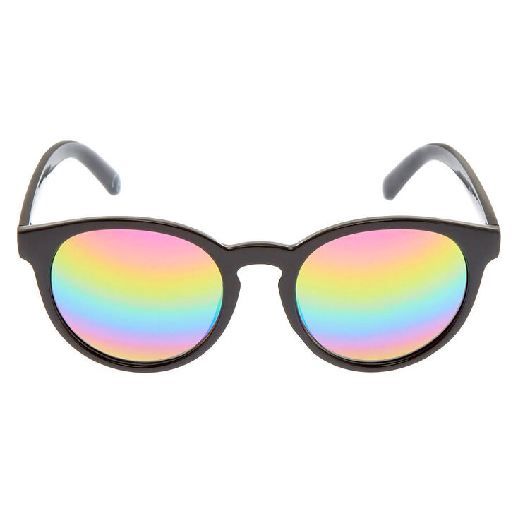 Round Rainbow Mirrored Sunglasses - Black,