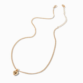 Collier &agrave; pendentif petit c&oelig;ur bomb&eacute; couleur dor&eacute;e,