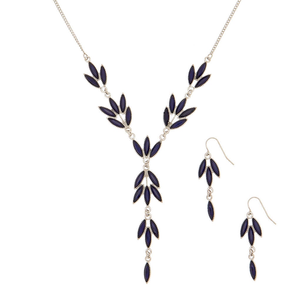 Silver Vine Jewellery Set - Navy,