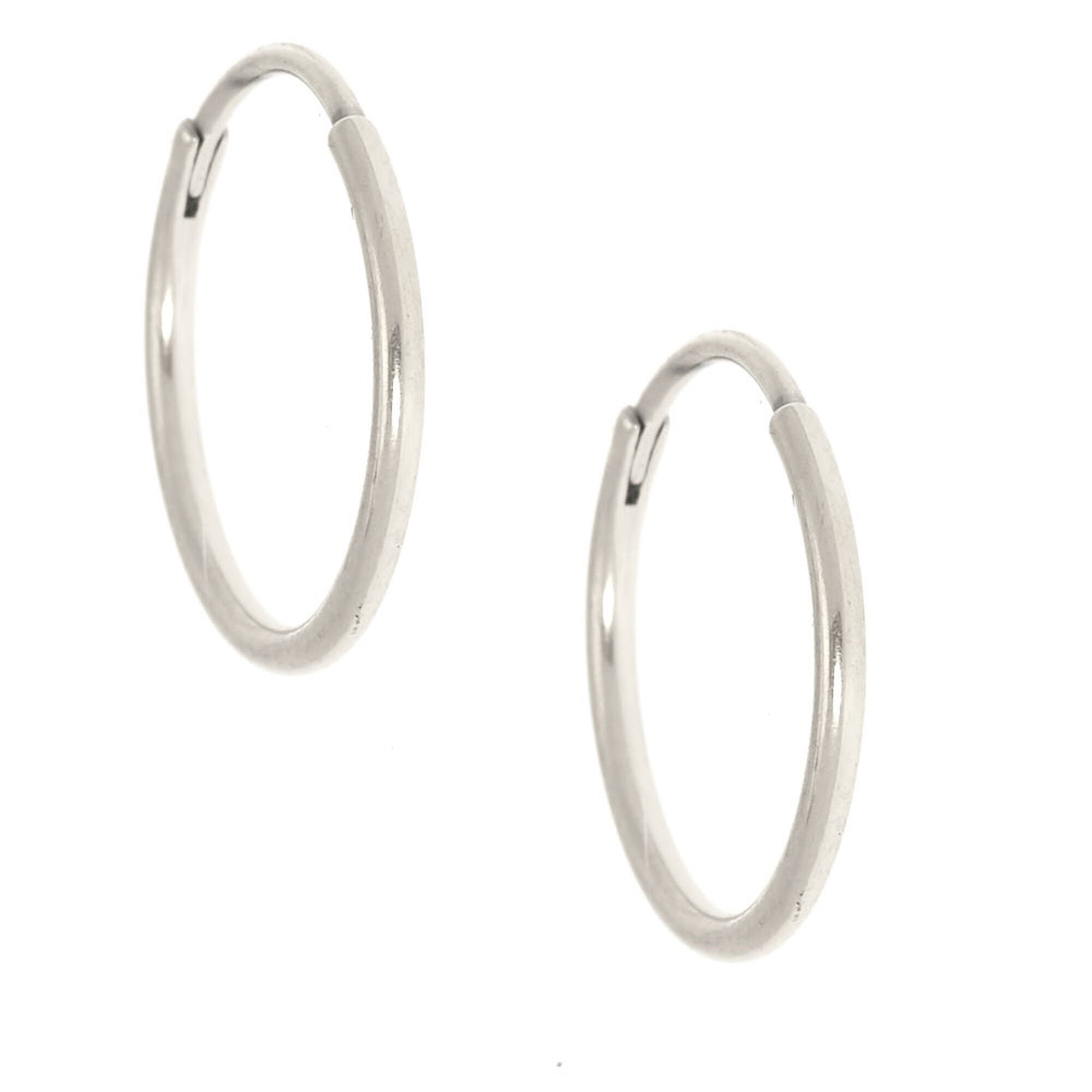 C LUXE by Claire's Silver Titanium 10MM Sleek Hoop Earrings