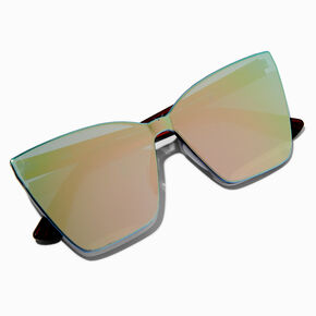 Blue-Green Lens Oversized Cat Eye Sunglasses,