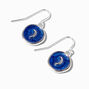 Blue Shimmering Crescent Moon 0.5&quot; Drop Earrings,