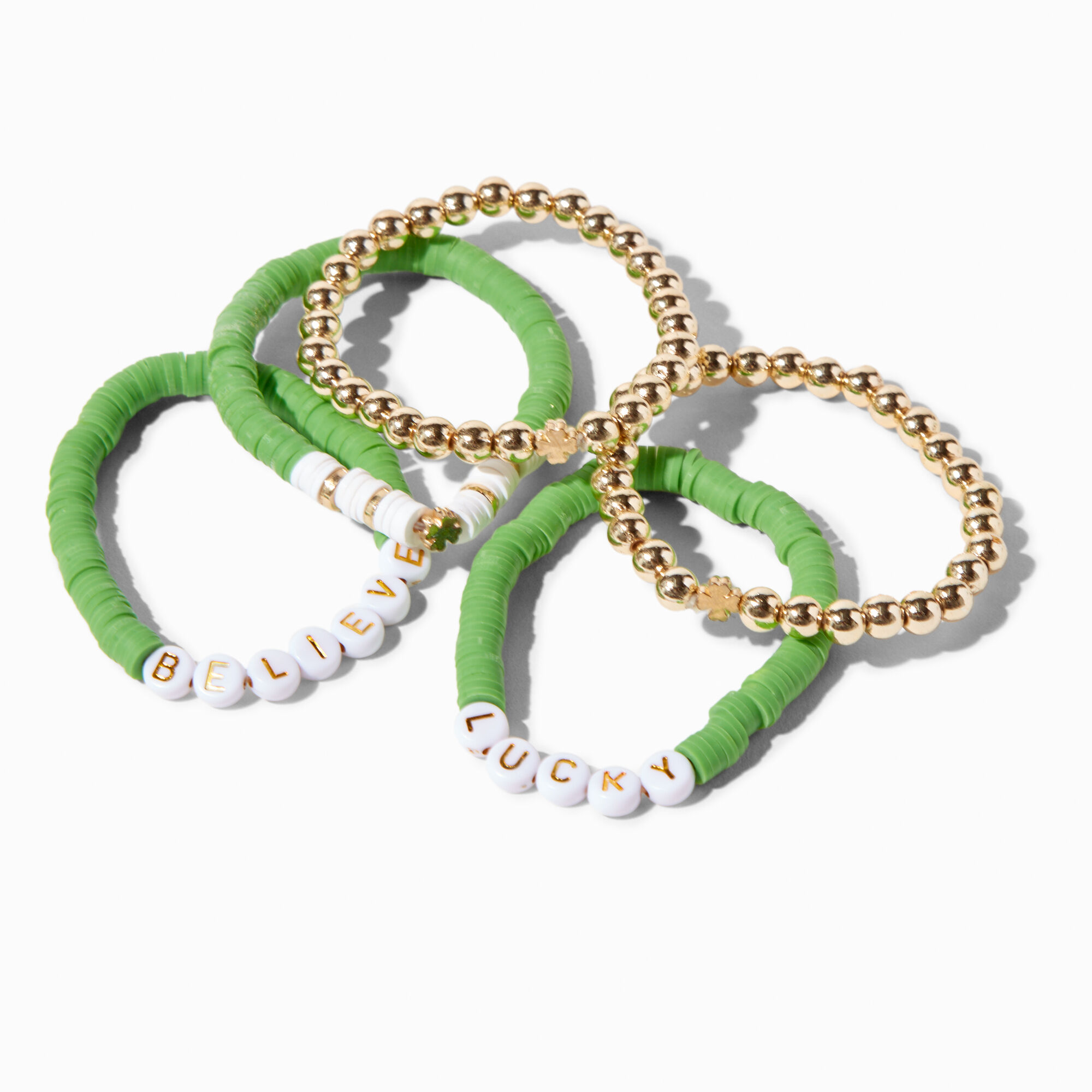 St. Patrick s Day Beaded Stretch Bracelets 5 Pack