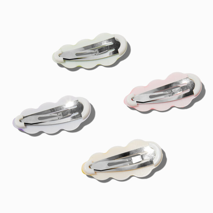 Barrettes clic clac silicone ondul&eacute;es couleurs fluo - Lot de 4,