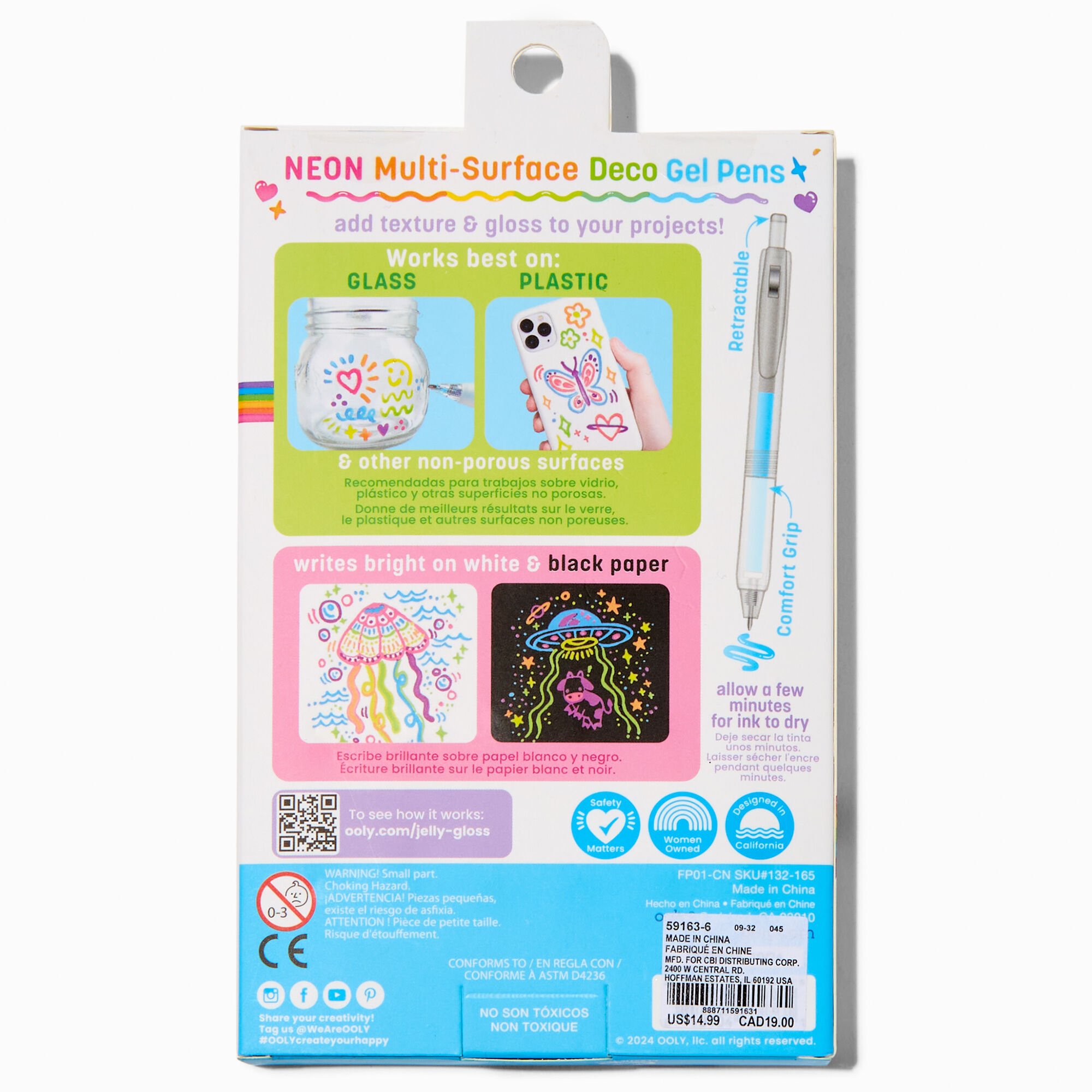 ooly® Jelly Gloss Neon Multi-Surface Deco Gel Pens - 6 Pack,