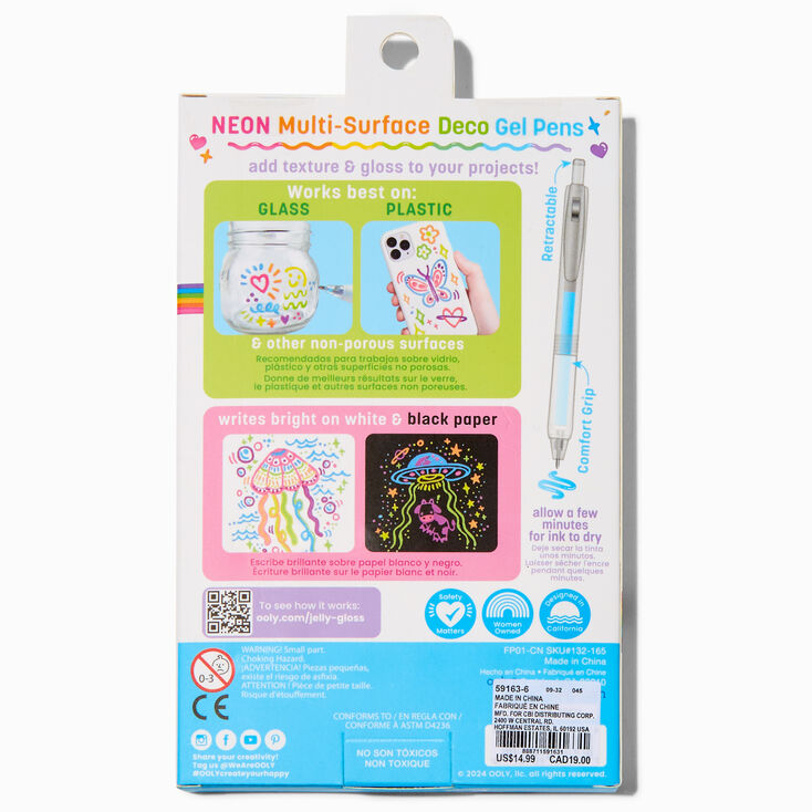 ooly&reg; Jelly Gloss Neon Multi-Surface Deco Gel Pens - 6 Pack,