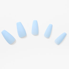 Matte Light Blue Squareletto Vegan Faux Nail Set - 24 Pack,