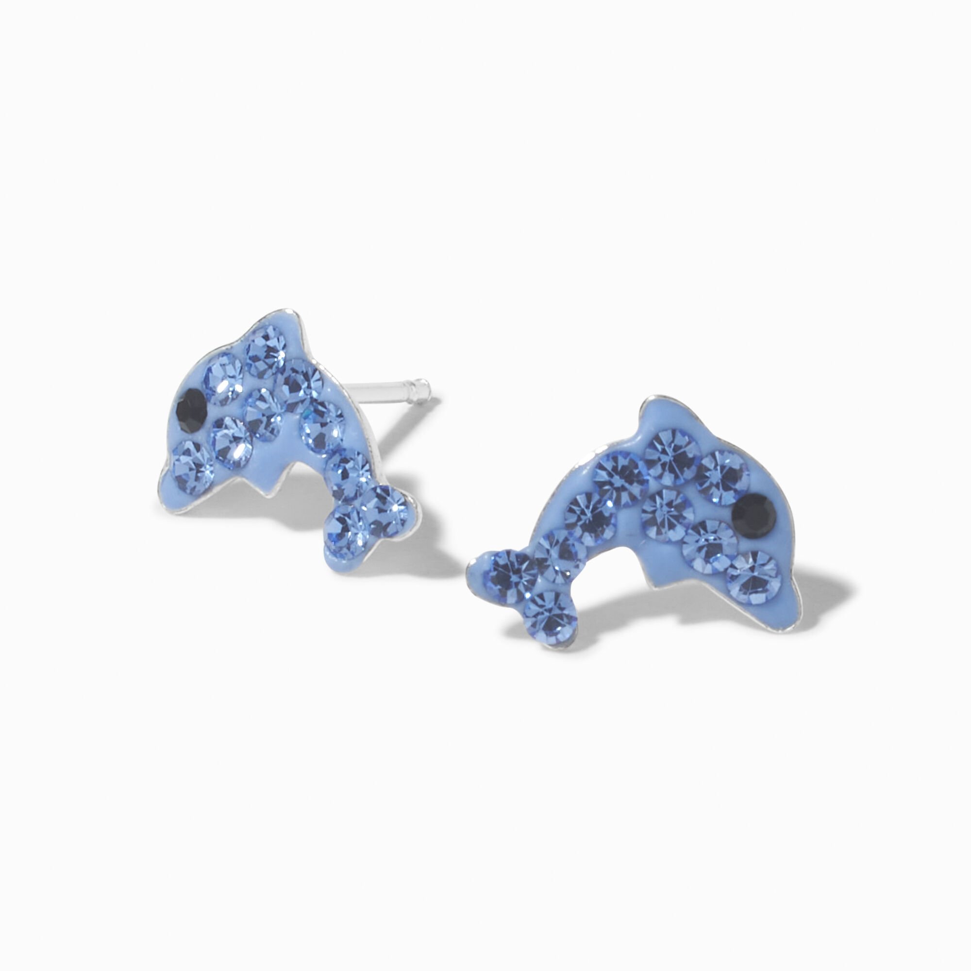 View Claires Crystal Dolphin Stud Earrings Silver information