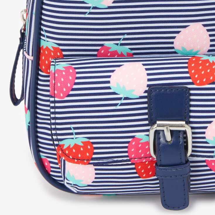 Claire&#39;s Club Blue Striped Strawberry Mini Backpack,