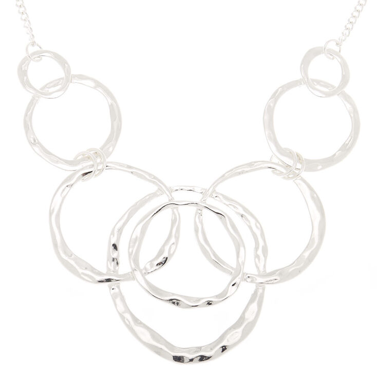 Hammered Silver Bubble Statement Necklace,
