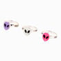 Best Friends Silver Glow In The Dark Alien Rings - 3 Pack,