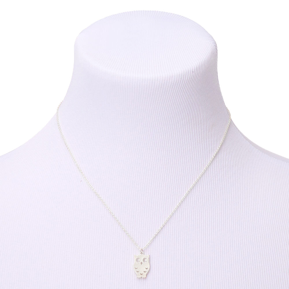 Silver Owl Pendant Necklace,