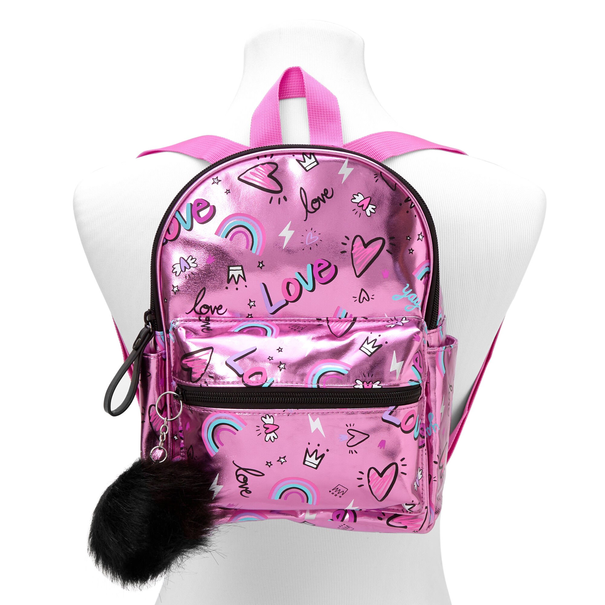 Pink Love Holographic Mini Backpack