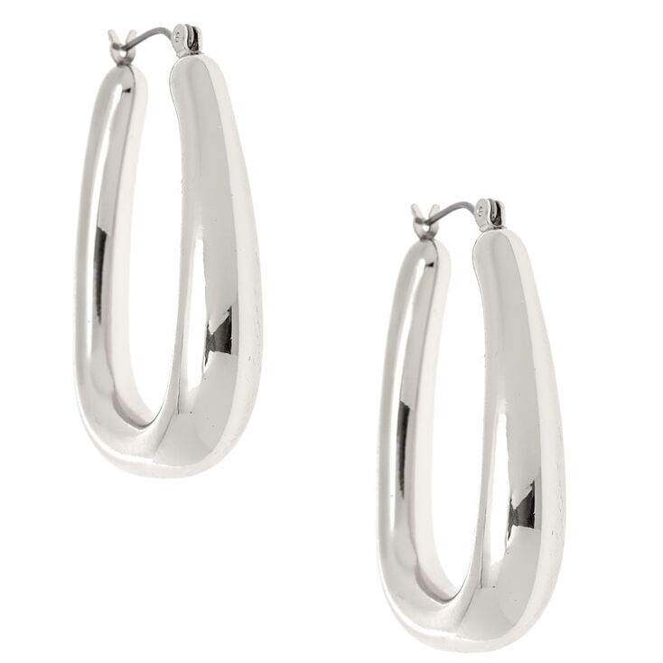 Silver 40MM Tube Hoop Earrings,