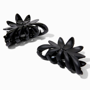 Black Matte Flower Petal Hair Claws - 2 Pack,