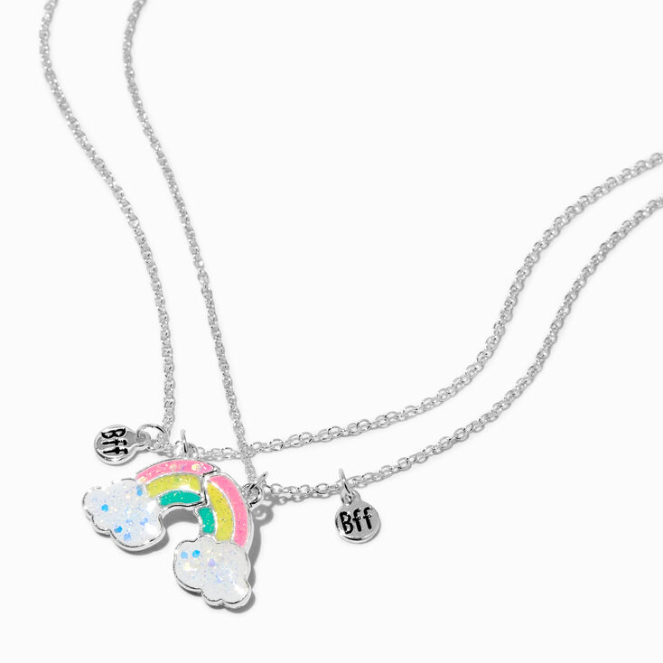 Best Friends Glow in the Dark Split Rainbow Pendant Necklaces - 2 Pack,