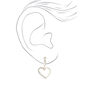 Silver-tone 1&quot; Heart Clip-On Drop Earrings,