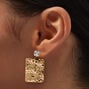 Gold-tone Hammered Square Clip On Drop Earrings,