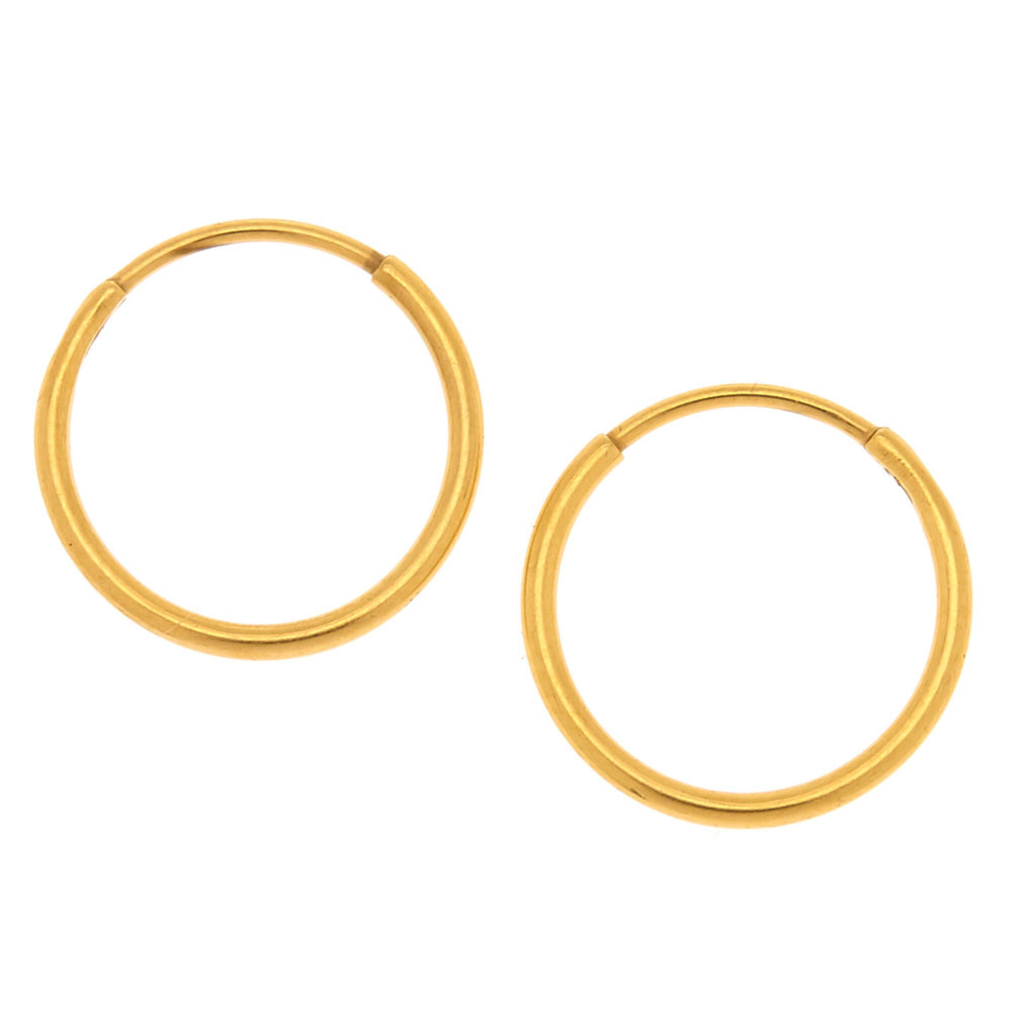 C LUXE by Claire's Gold Titanium 12MM Sleek Hoop Earrings,