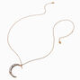 Gold-tone Pav&eacute; Crescent Moon Long Pendant Necklace,