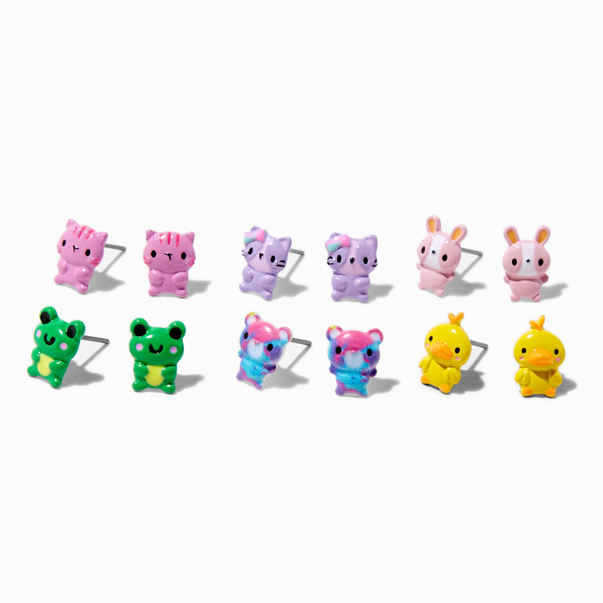 View Claires Pastel Cute Animal Stud Earrings 6 Pack Silver information
