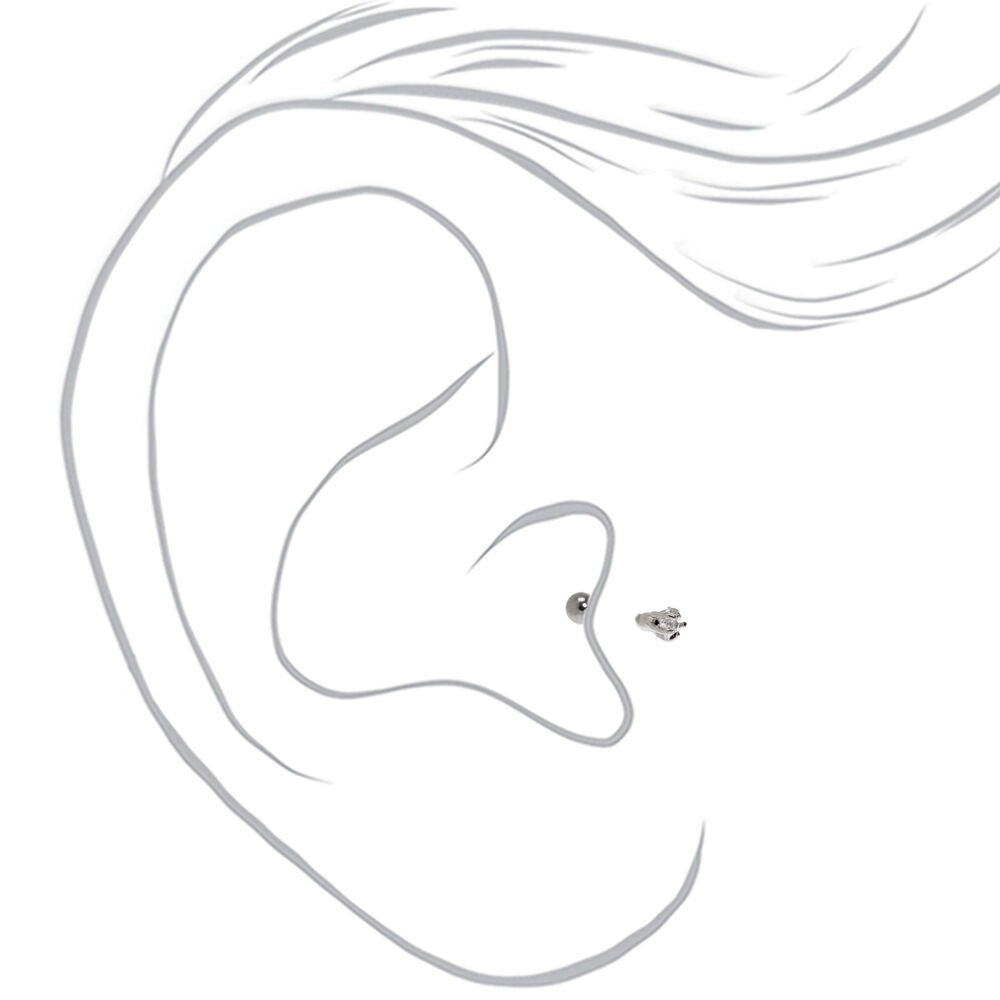 Clou d'oreille piercing tragus étoile 16 g couleur argentée,
