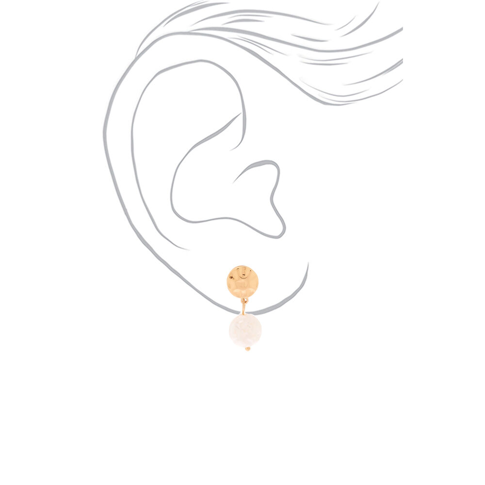 Gold 1.5" Freshwater Pearl Drop Earrings,