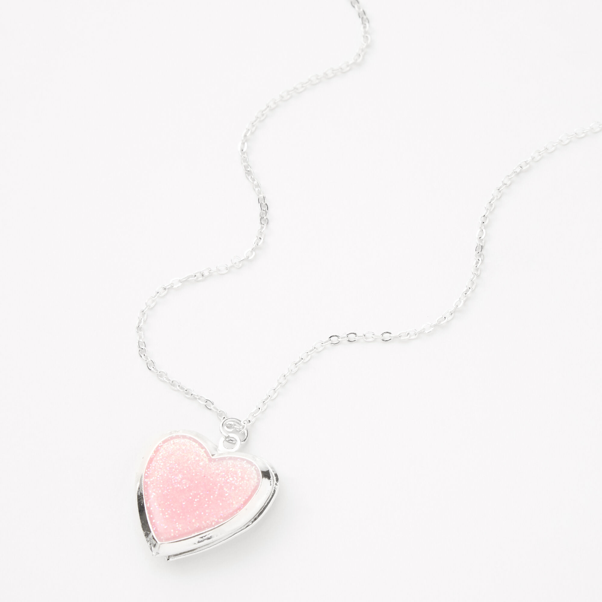 Pink Glitter Heart Necklace / Heart Locket Necklace / Rose Gold Locket / Fantasy Locket / Valentines Day / Valentine Gift / Gift for Her