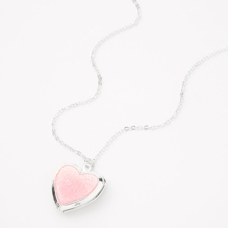 Collier &agrave; m&eacute;daillon c&oelig;ur paillet&eacute; - Rose,