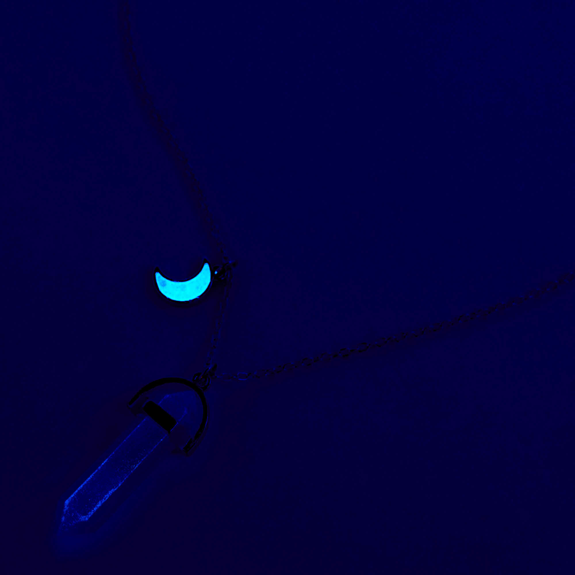 Blue Moon Glow in the Dark Mystical Gem Pendant Necklace