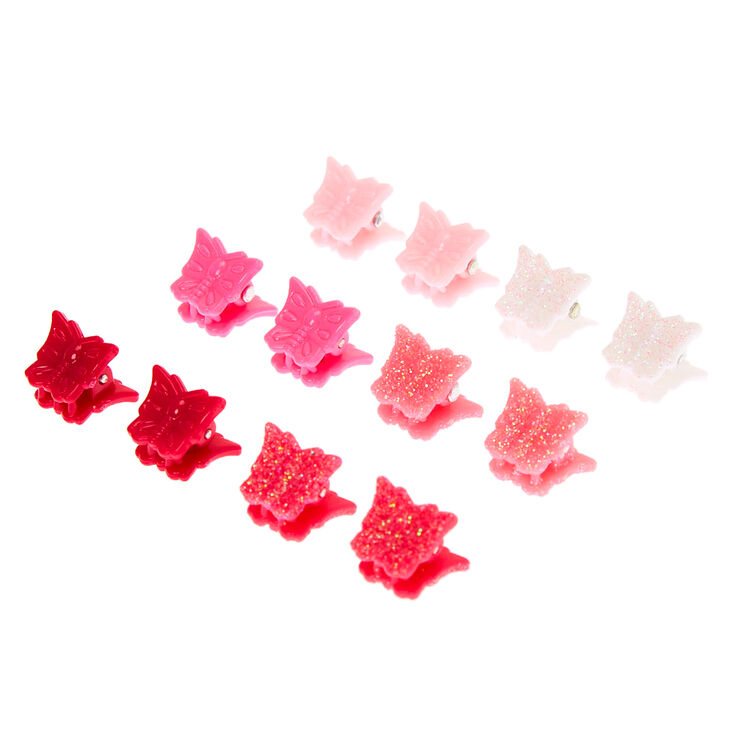 Claire's Mini pinces à cheveux papillon rose - Lot de 12